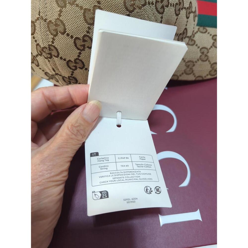 NWT! GUCCI Original GG Beige & Ebony canvas baseball hat with Web Stripe Size M - Picture 9 of 16